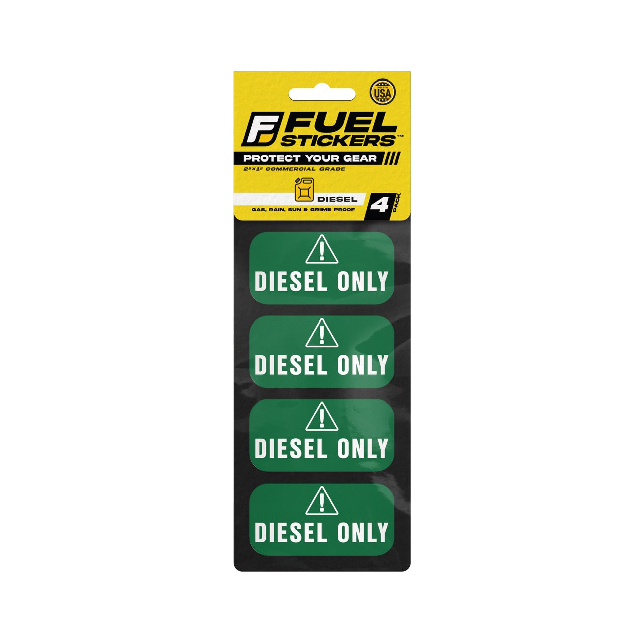 Diesel Only Sticker -  2"x1" - 4 Pack (Green)