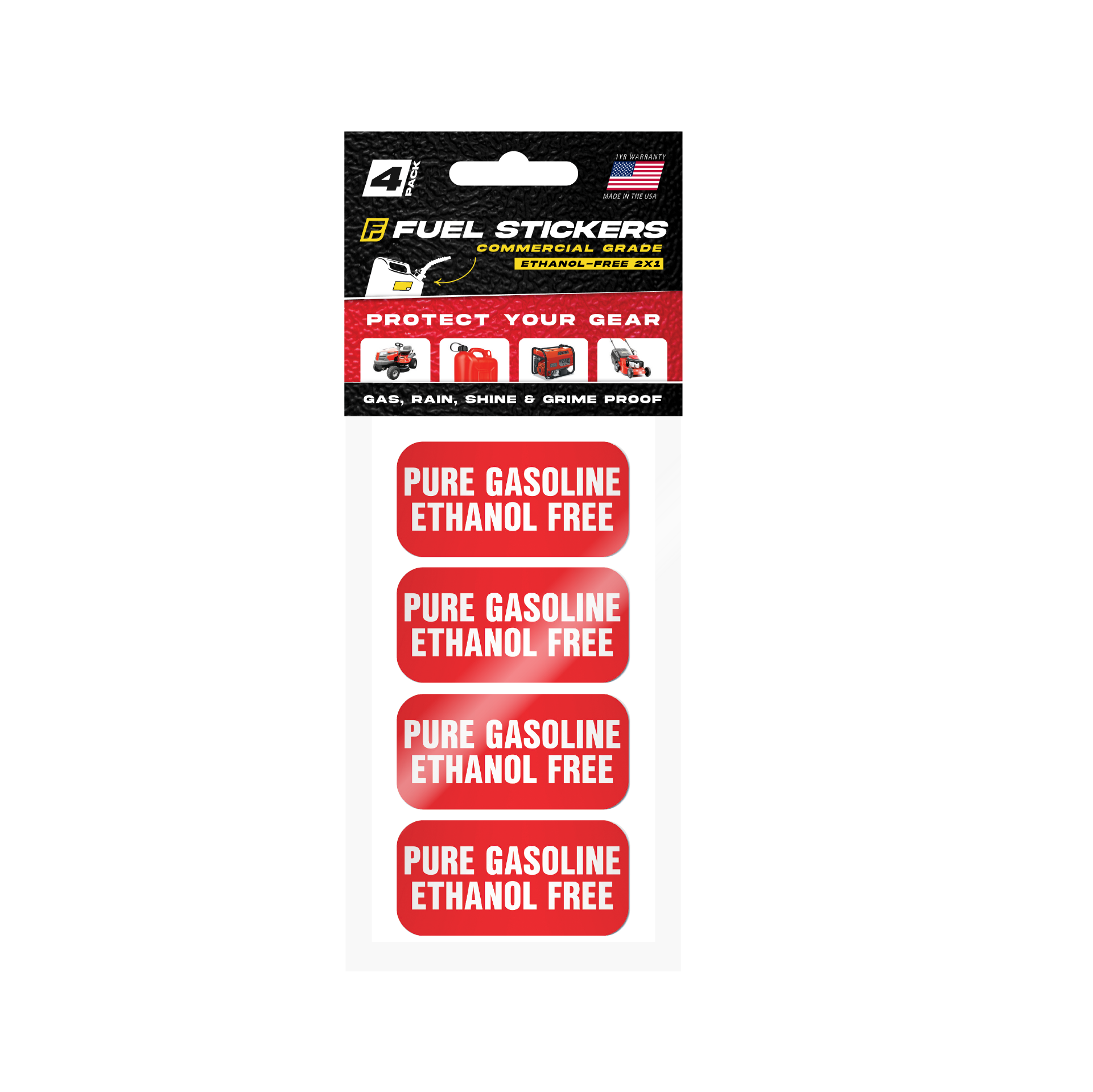 No Ethanol Sticker - Fuel Identification Labels by Fuel Stickers | 2"x1" | 4 Labels