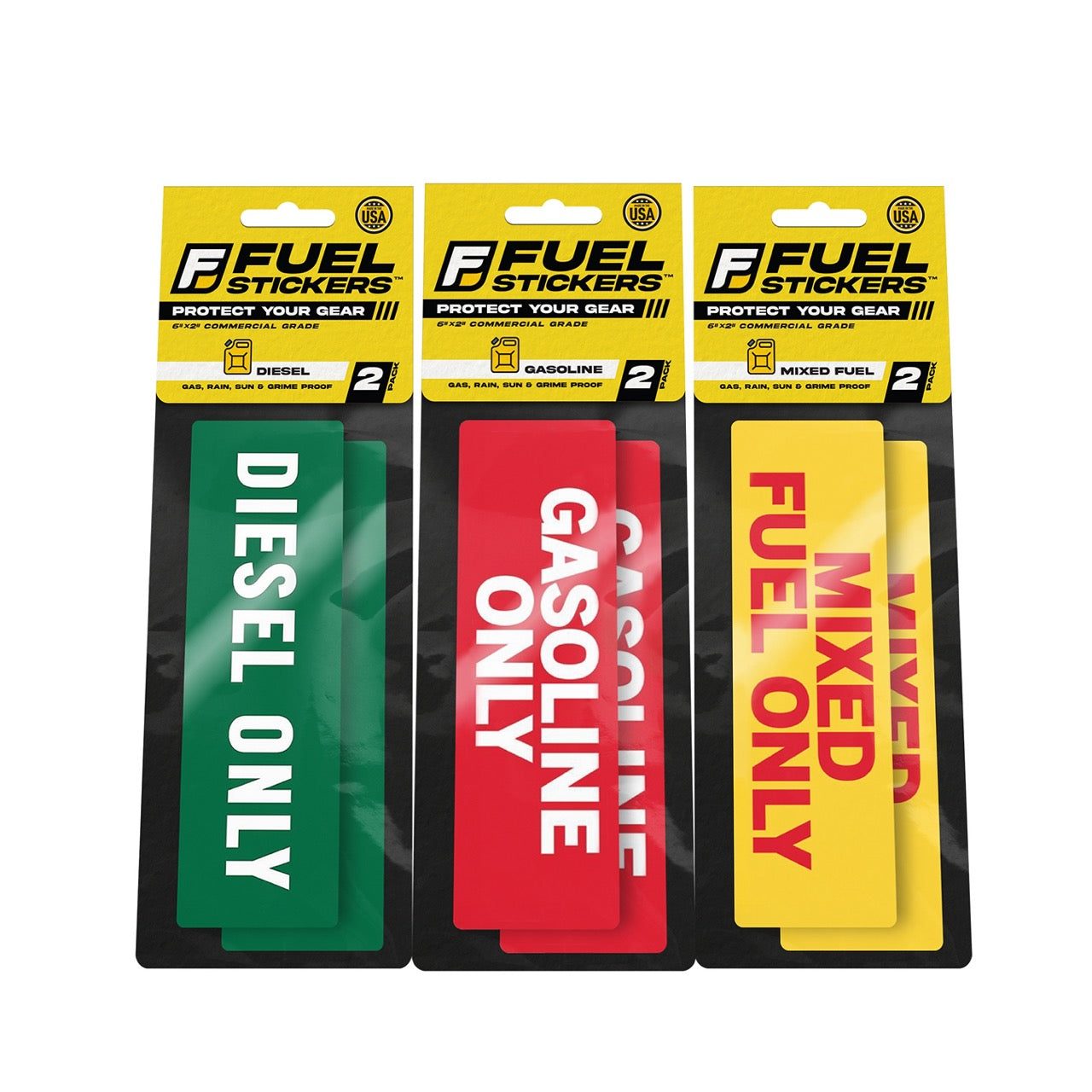 Diesel Only, Gas Only, Mixed Only Sticker - Essential Variety Pack - 2 Label of Each, 6 Total