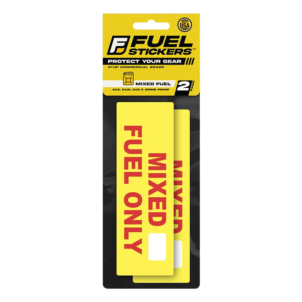 Mixed Fuel Only Sticker - Fuel Identification Label by Fuel Sticker | 2"x6" | 2 Pack