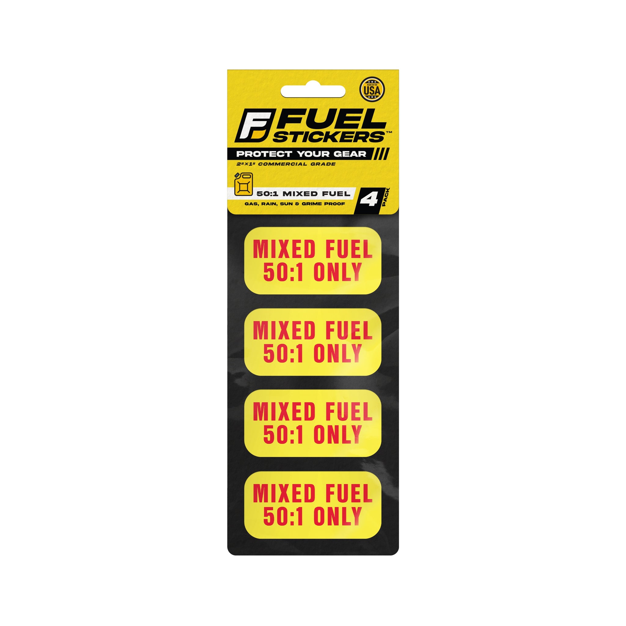 Mixed Fuel Only Stickers 50:1 | 2"x1" | 4 Labels