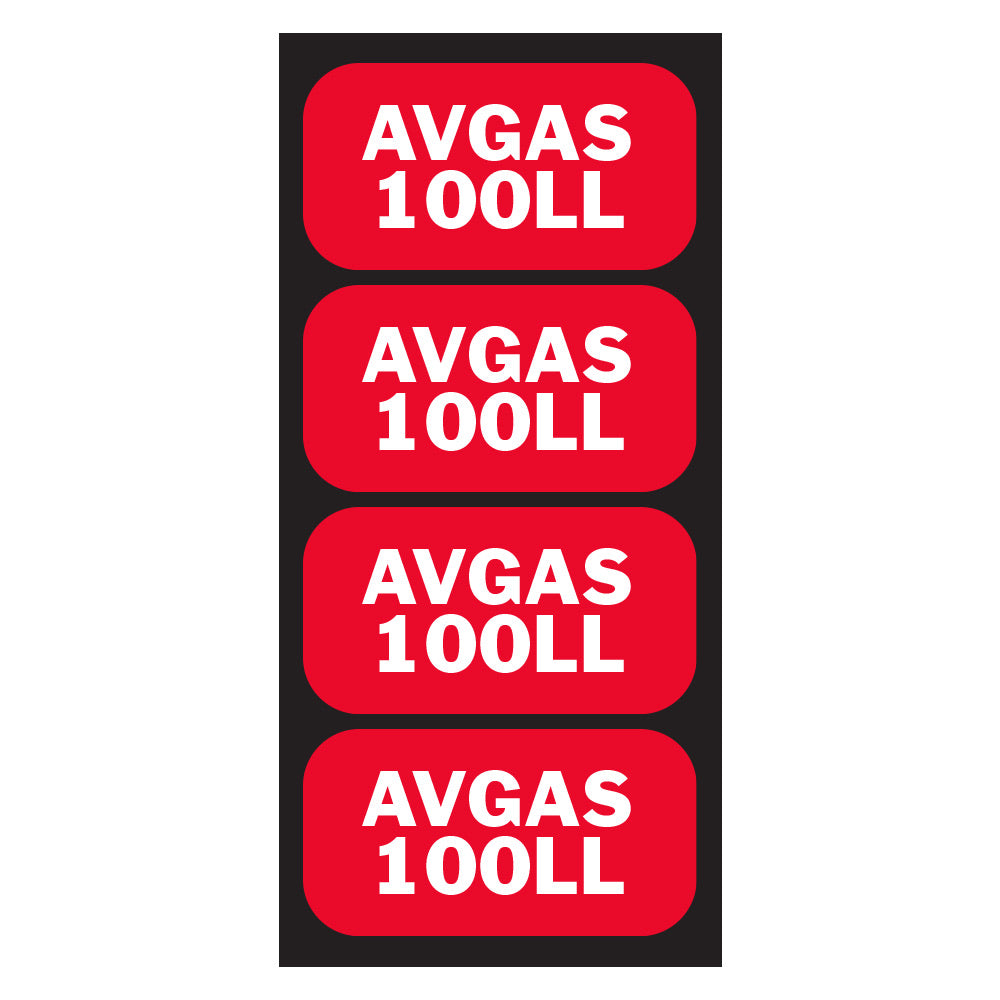 AVGAS 100LL Sticker | Size: 2x1 inch | 4 Pack