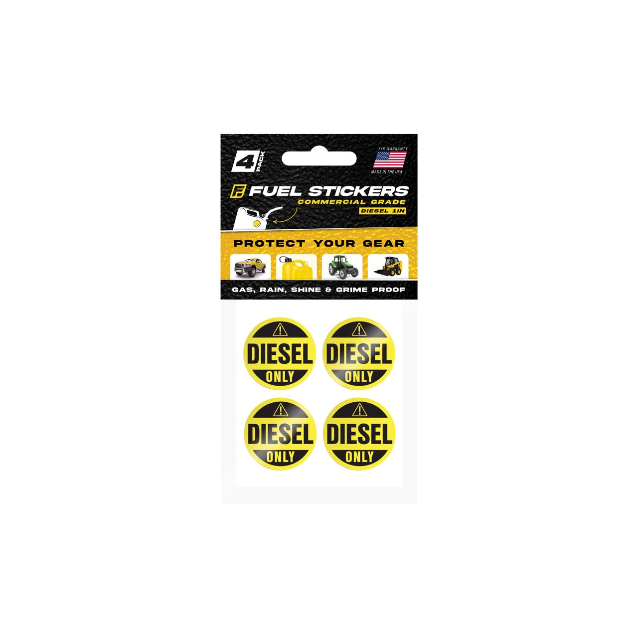 Diesel Fuel Only Sticker | 1" Round | 4 Labels | USA Made