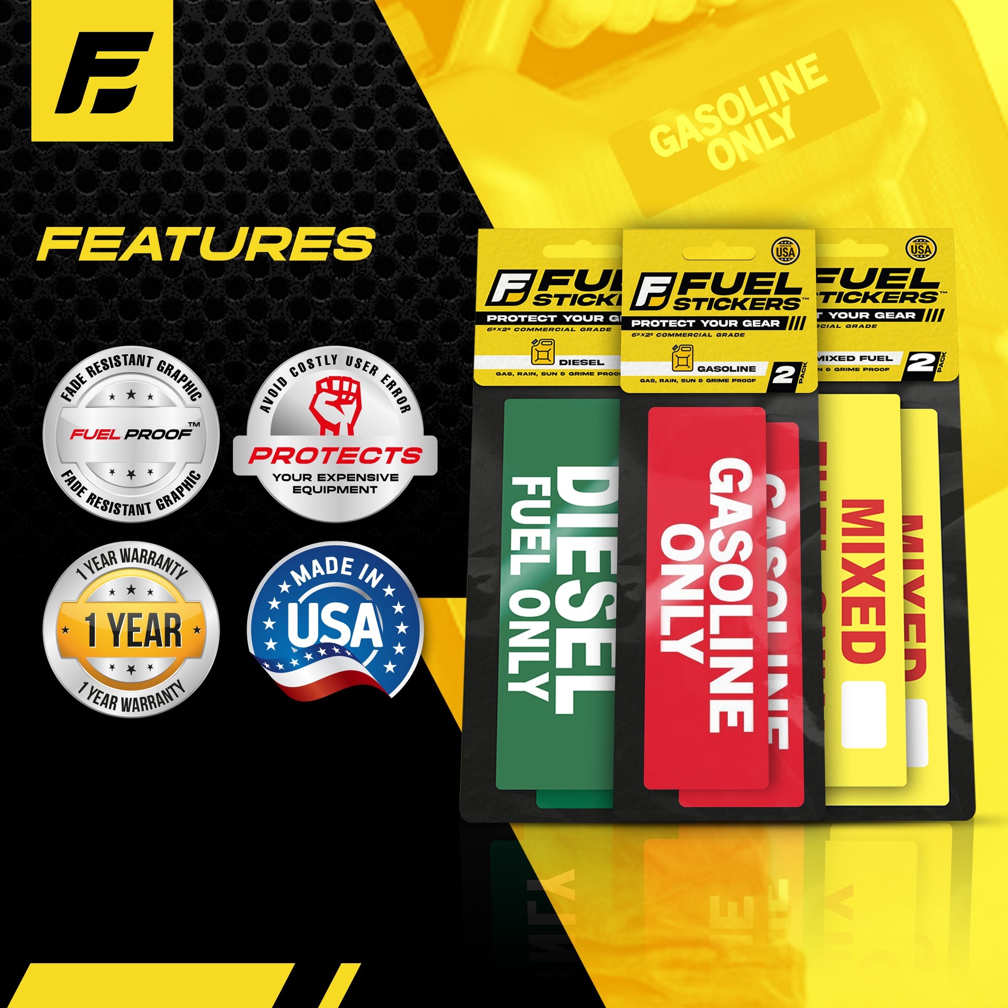 Diesel Sticker Small Fuel Sticker Variety Pack | Diesel, Gas, Mixed – FuelStickers.com