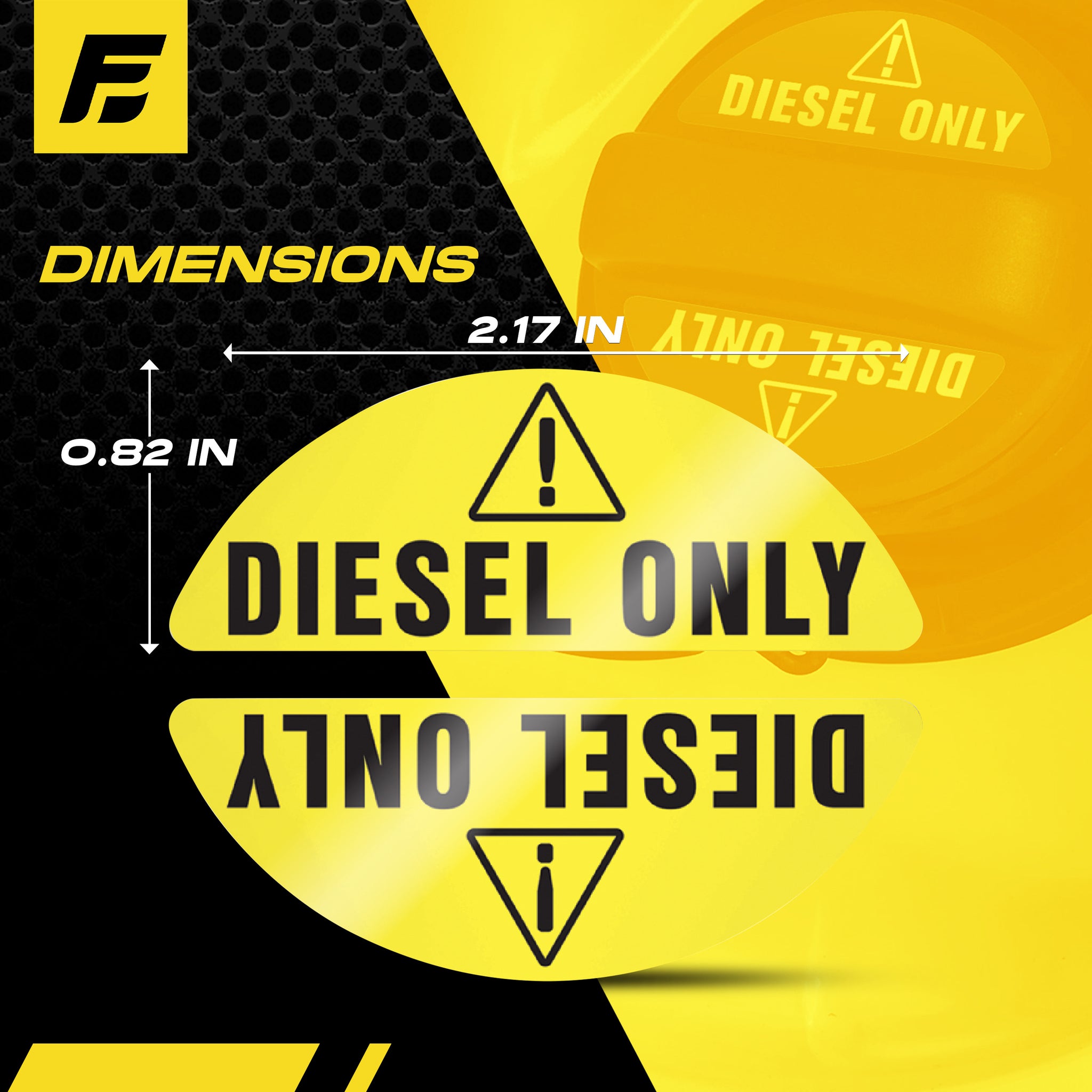 Diesel Only Fuel Cap Sticker (Yellow) | 1 Pair
