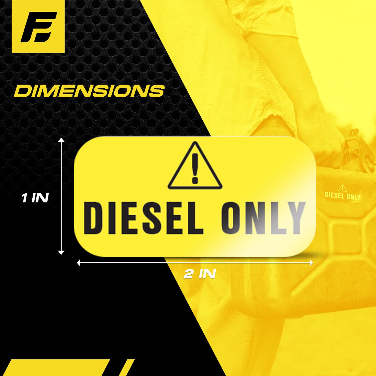 Diesel Fuel Only Sticker - Fuel Identification Labels by Fuel Stickers | 2"x1" | 4 Labels (Yellow)