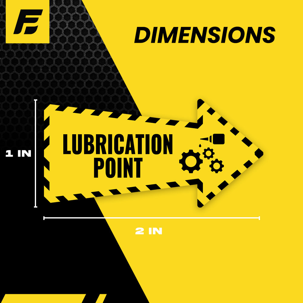 Lubrication Point Labels - Multi-Directional Arrows (Small, 4-Pack)