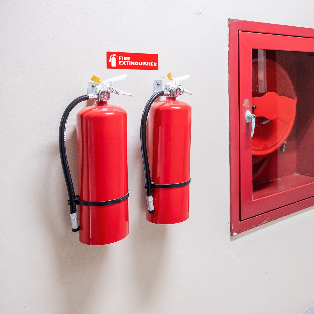 Fire Extinguisher Location ID Sign & Sticker – Peel & Stick – Easy Mount