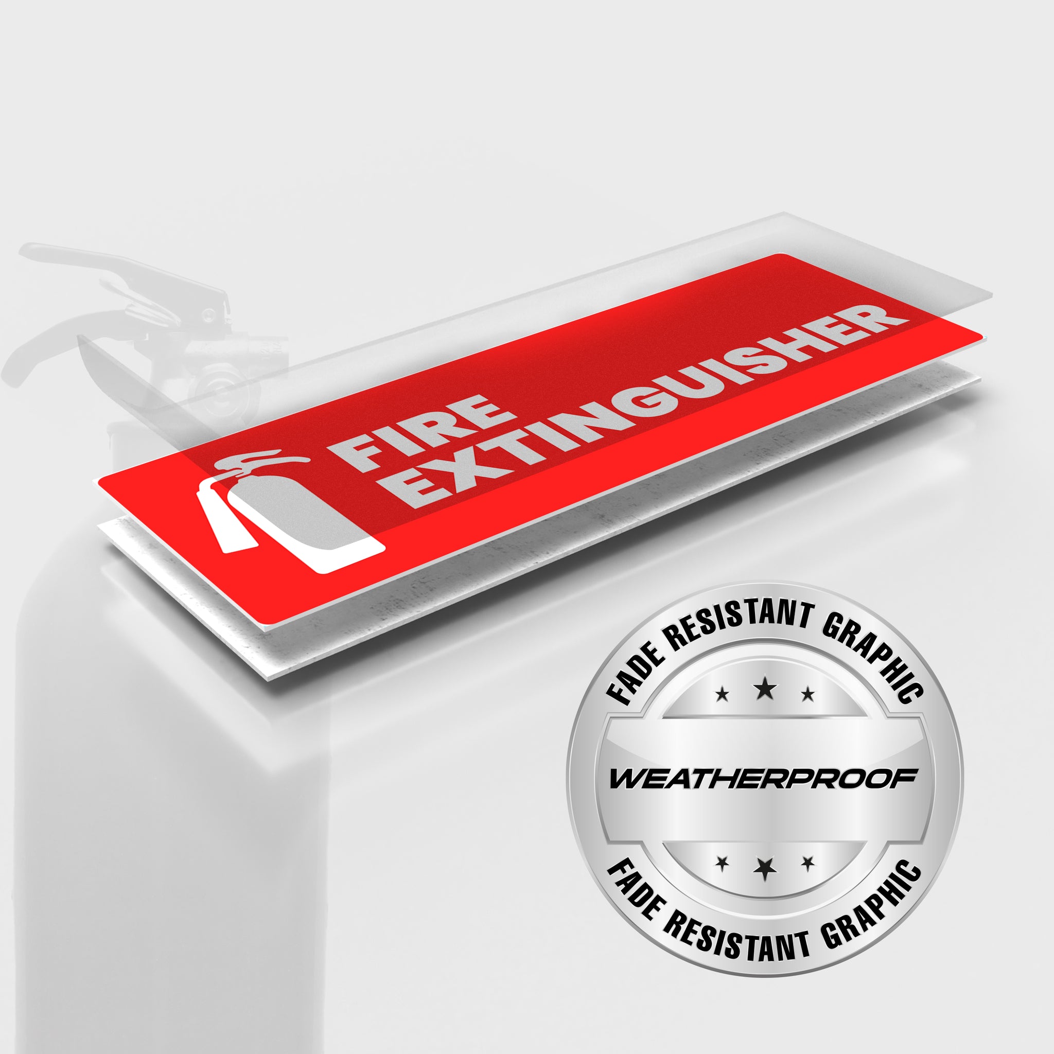 Fire Extinguisher Sticker Set for Business - Office, Commercial, Landlord | 2"x6" | 4 Pack