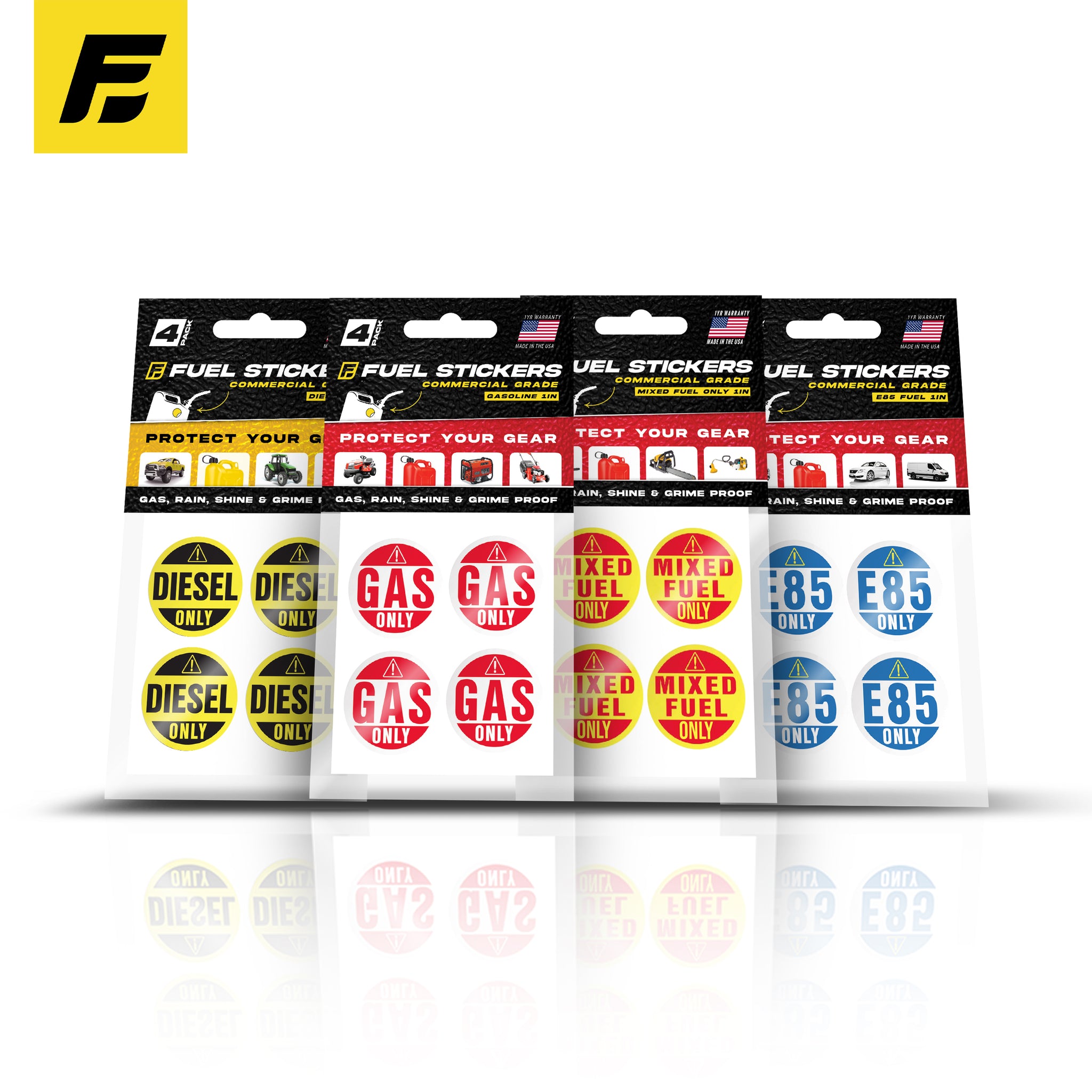 Mixed Gas Sticker 50:1 - Fuel Identification Label by Fuel Stickers | 1" Round | 4 Labels | USA Made