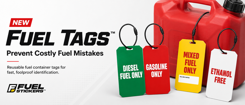 Fuel Stickers - Heavy-Duty Gas Can Labels and Outdoor Power Equipment ...