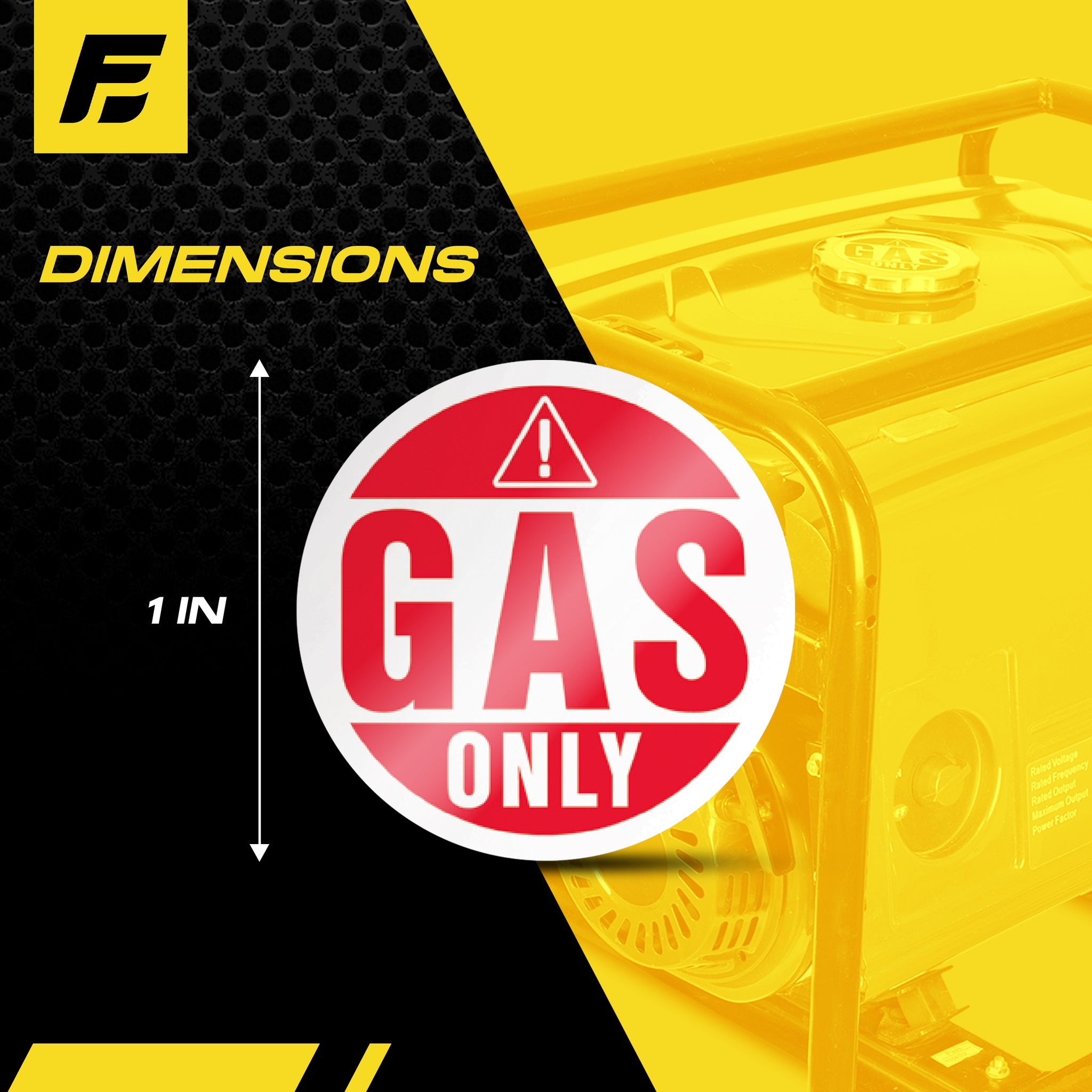 Gasoline Sticker | 1" Round | 4 Labels | USA Made