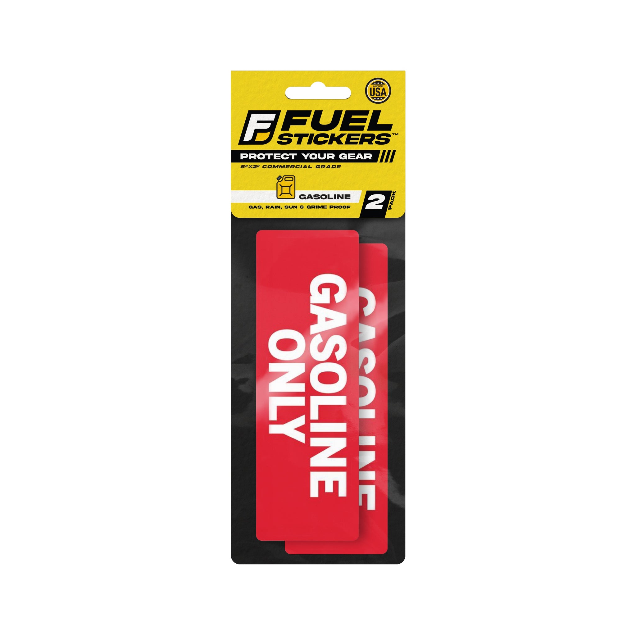 Gasoline Only Sticker | 2"x6" | 2 Pack