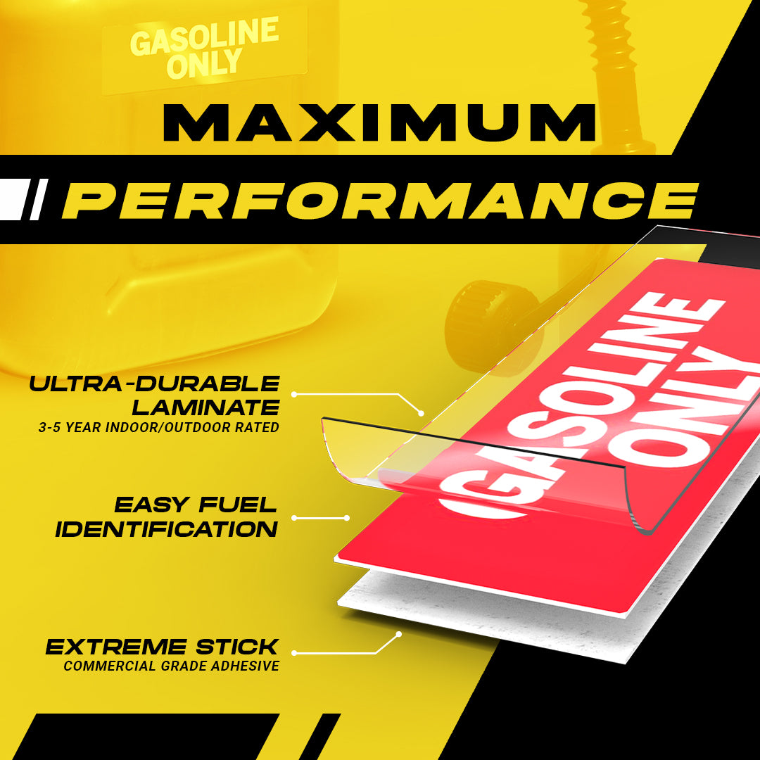 Gasoline Only Sticker | 2"x6" | 2 Pack
