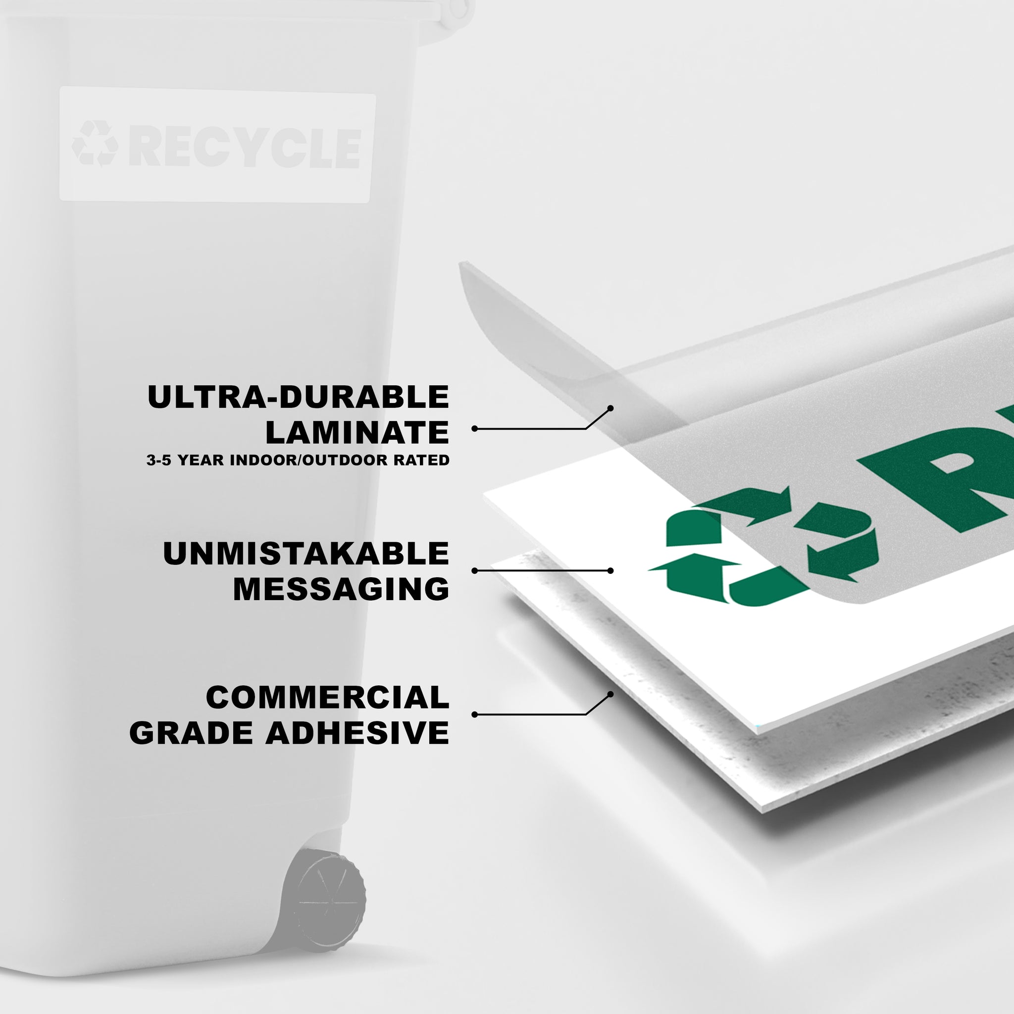 Recycle Sticker -  Trash Bin Labels for Commercial and Residential Use for Indoor/Outdoor, - by Fuel Stickers | 2"x6" | 4 Pack