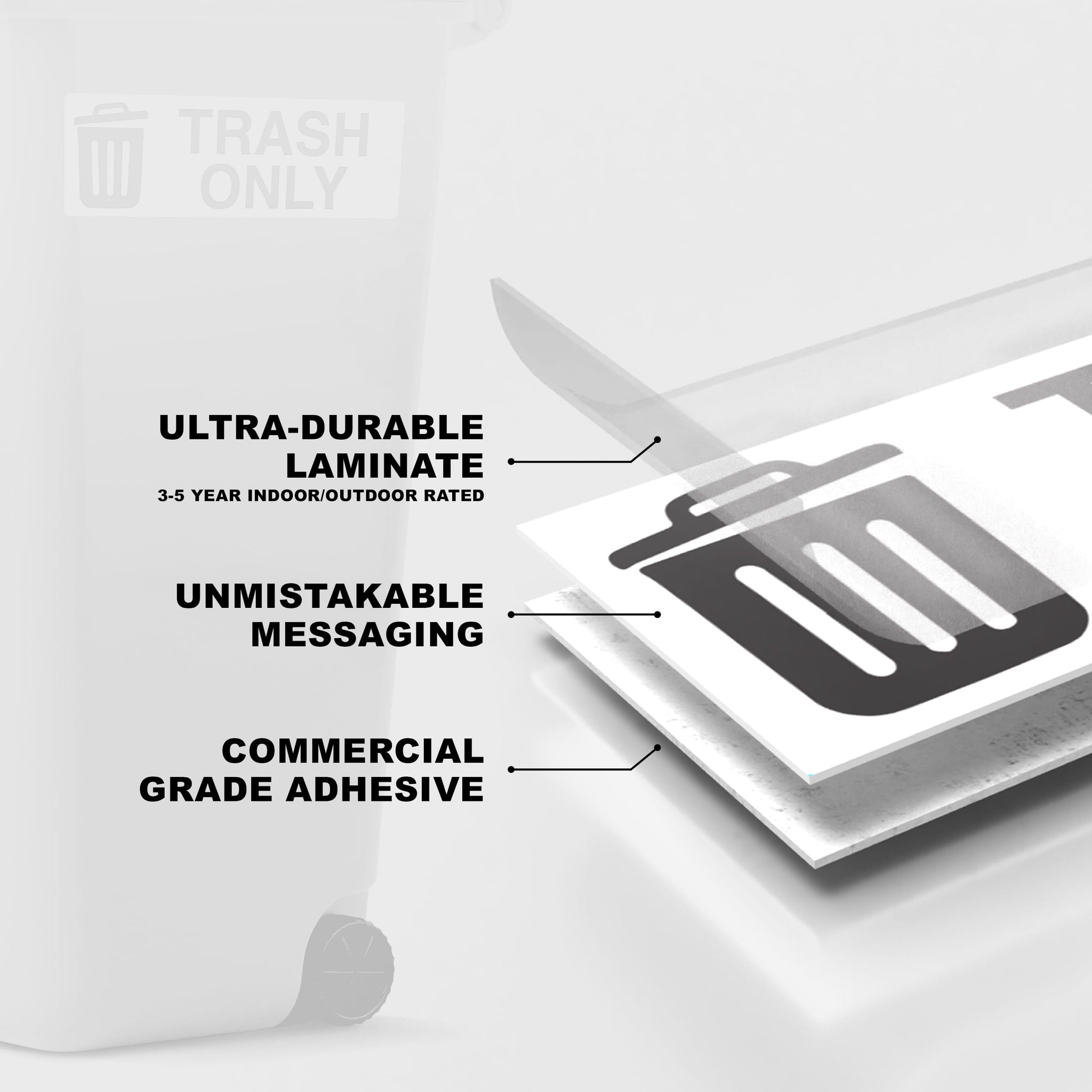 Trash Recycle Compost Sticker Set – Heavy-Duty Trash Bin Labels | 6" x 2" | Made In USA