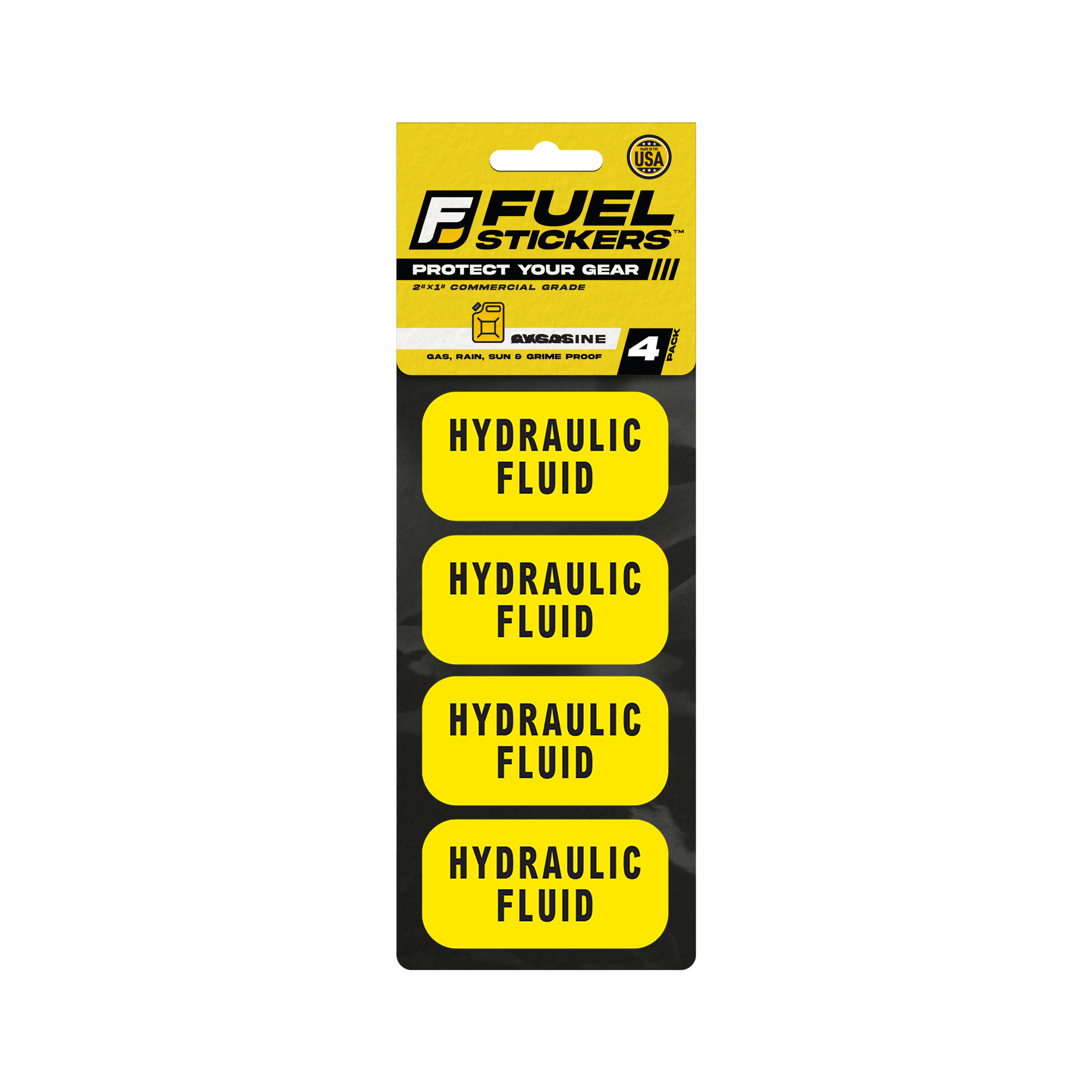 Hydraulic Oil Stickers - 4 Pack Heavy Duty Labels – FuelStickers.com