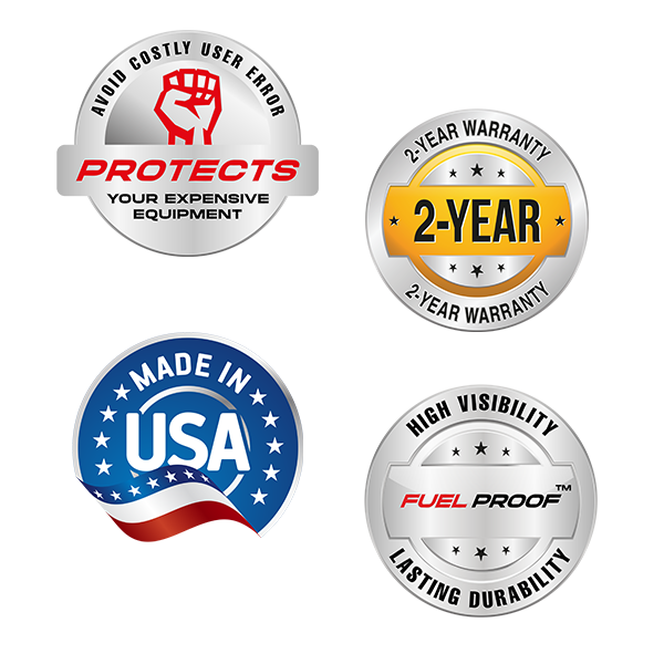 Fuel Stickers Quality Assurance Warranty: 2 Year, Made in USA, High Visibility, Lasting Durability.