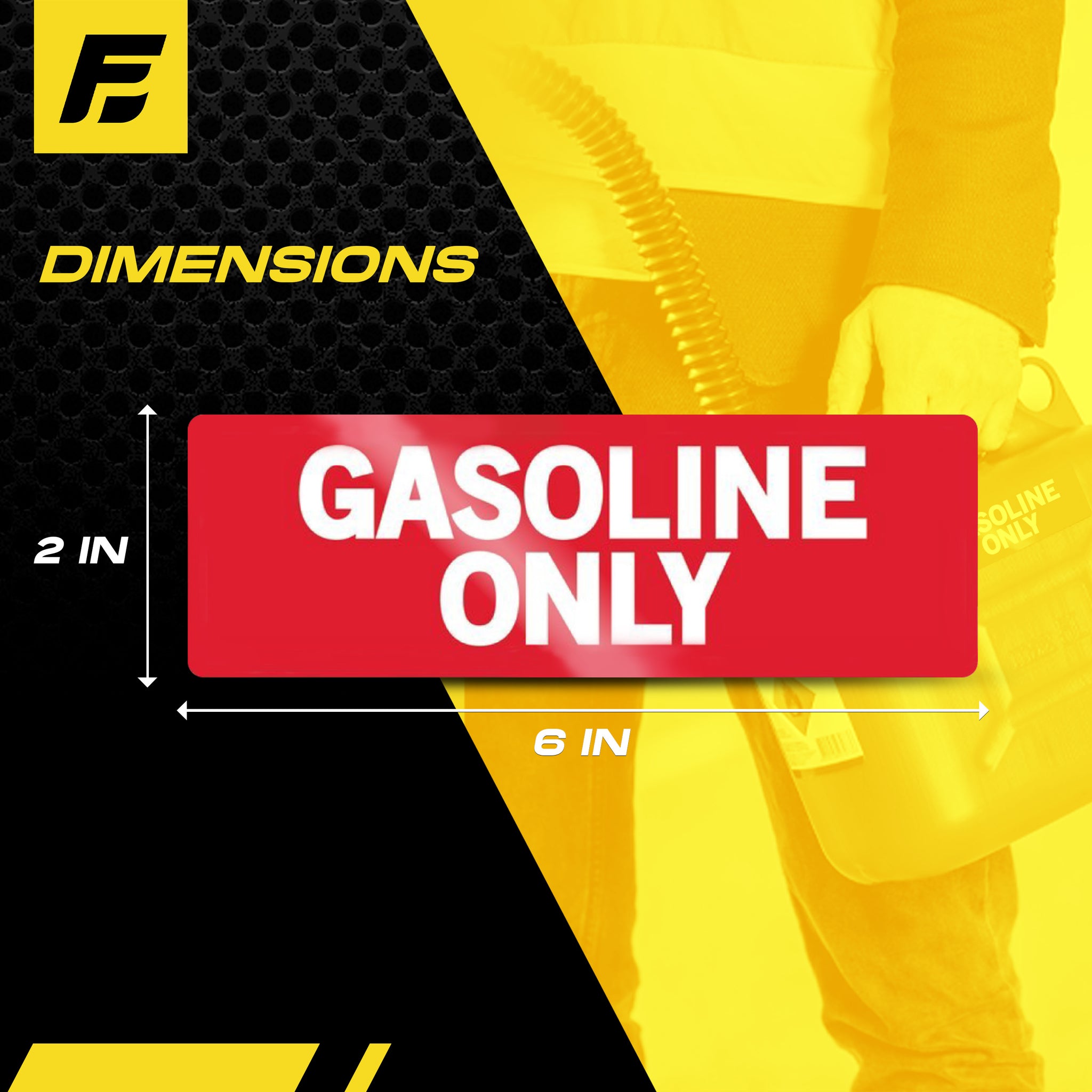 Gasoline Only Sticker | 2"x6" | 2 Pack