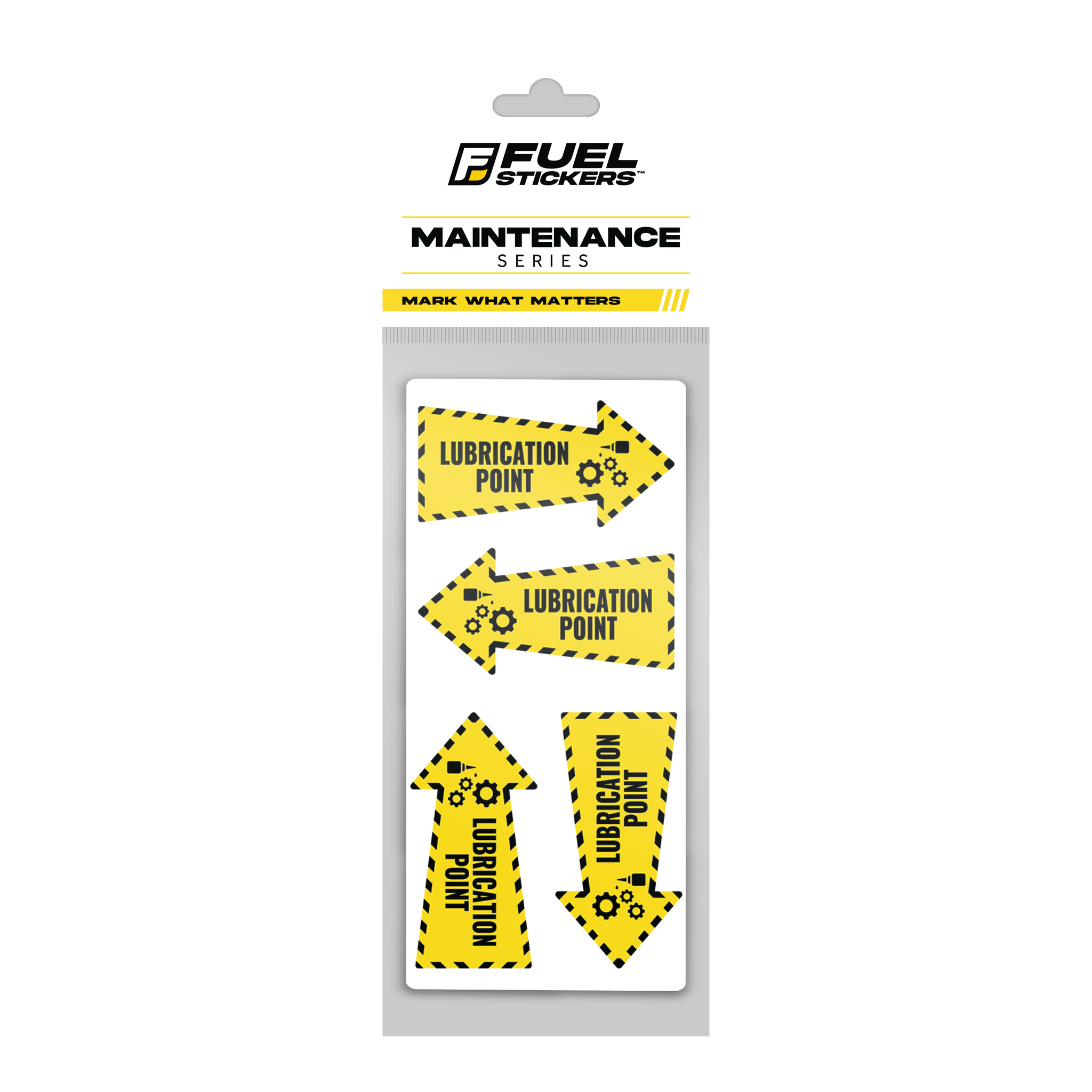 Lubrication Point Labels - Multi-Directional Arrows (Small, 4-Pack)