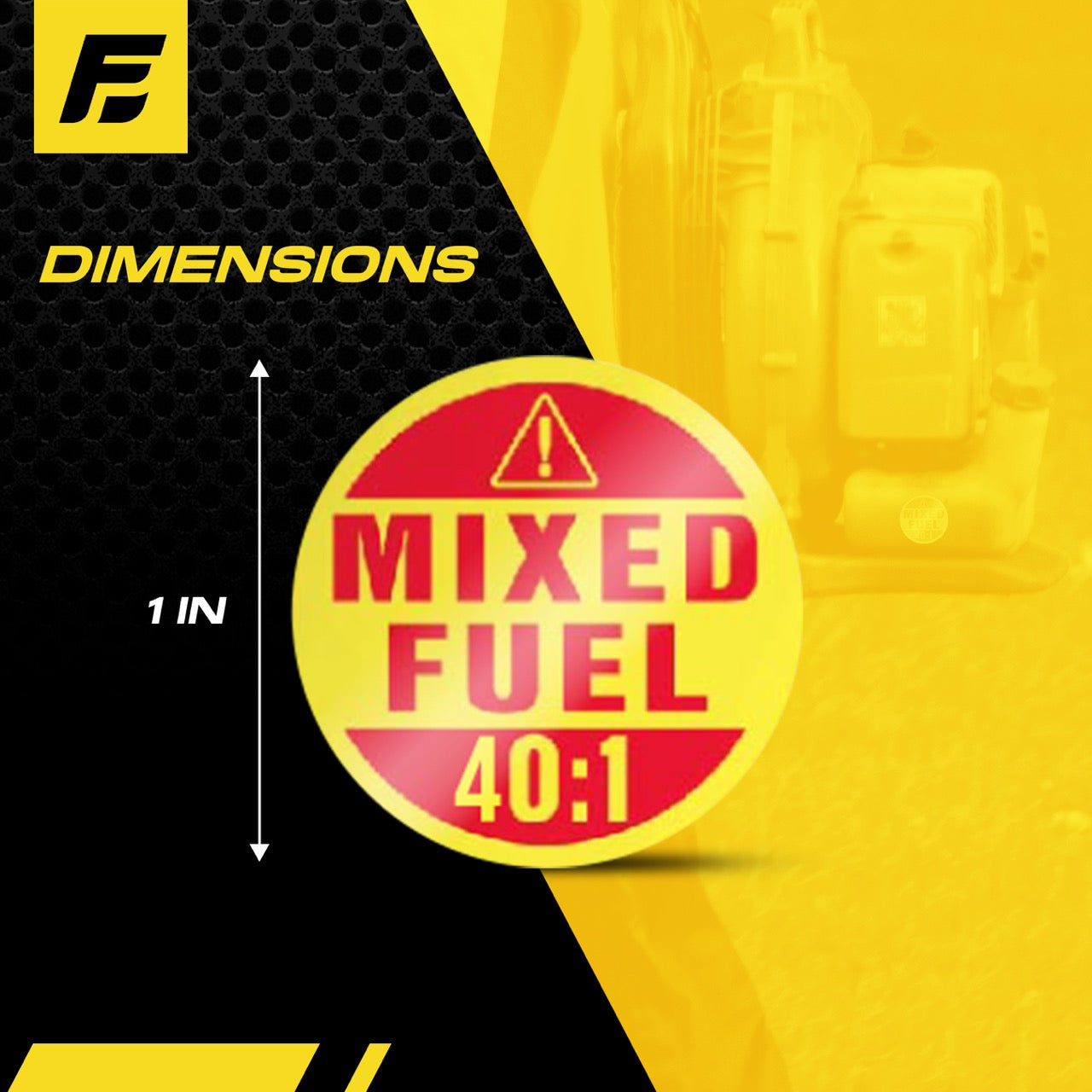 Mixed Fuel 40:1 Stickers | 1" Round | 4 Labels | USA Made