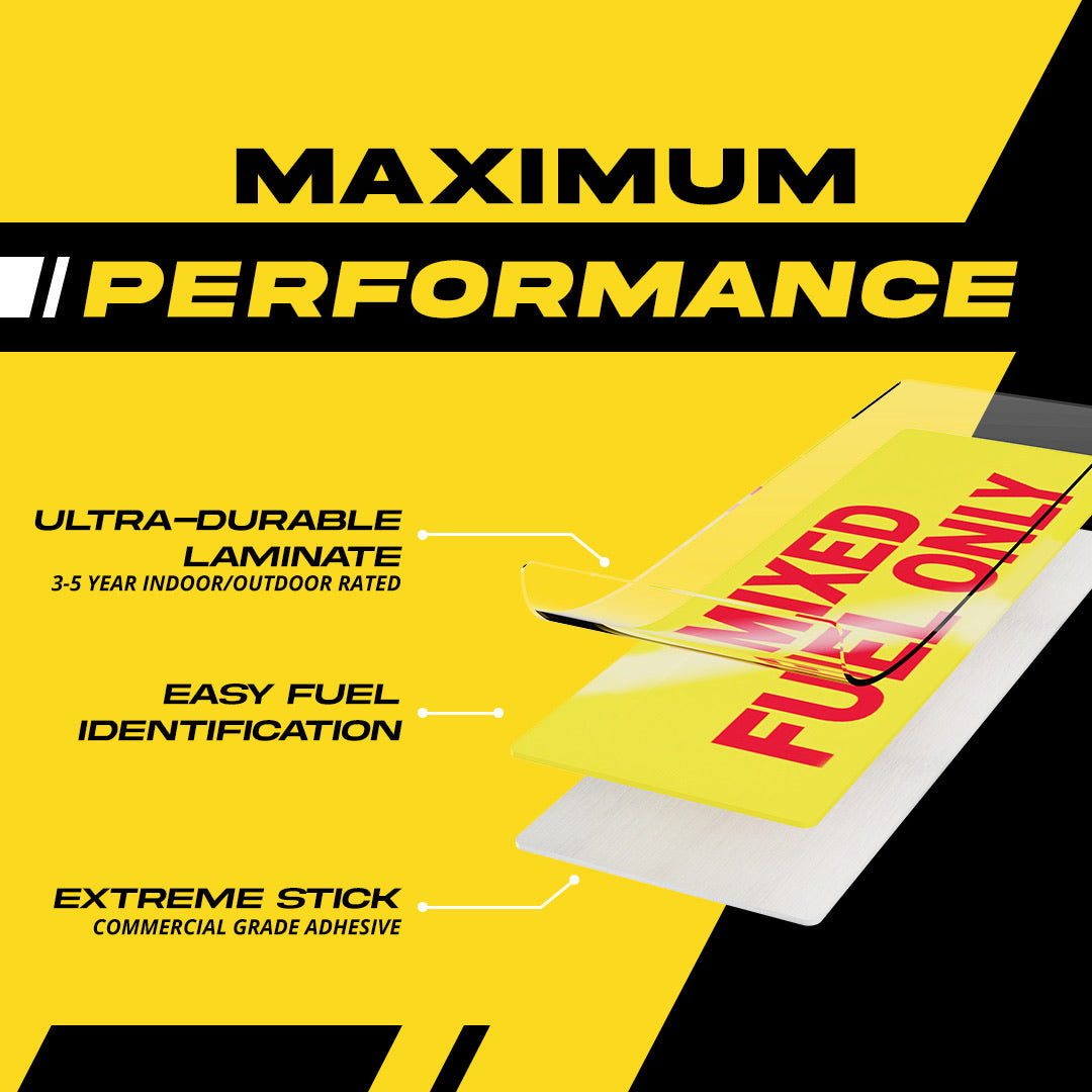 Mixed Fuel Only Sticker - Fuel Identification Label by Fuel Sticker | 2"x6" | 2 Pack