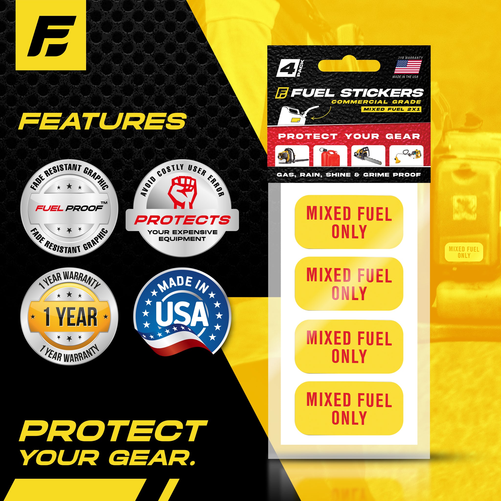 Mixed Fuel Only Sticker - Heavy-Duty 2 Stroke Stickers for Outdoor ...