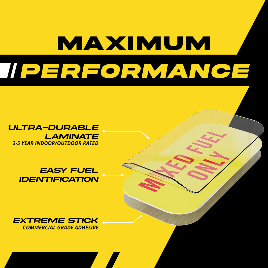 Mixed Fuel Only Sticker - Heavy-Duty 2 Stroke Stickers for Outdoor ...