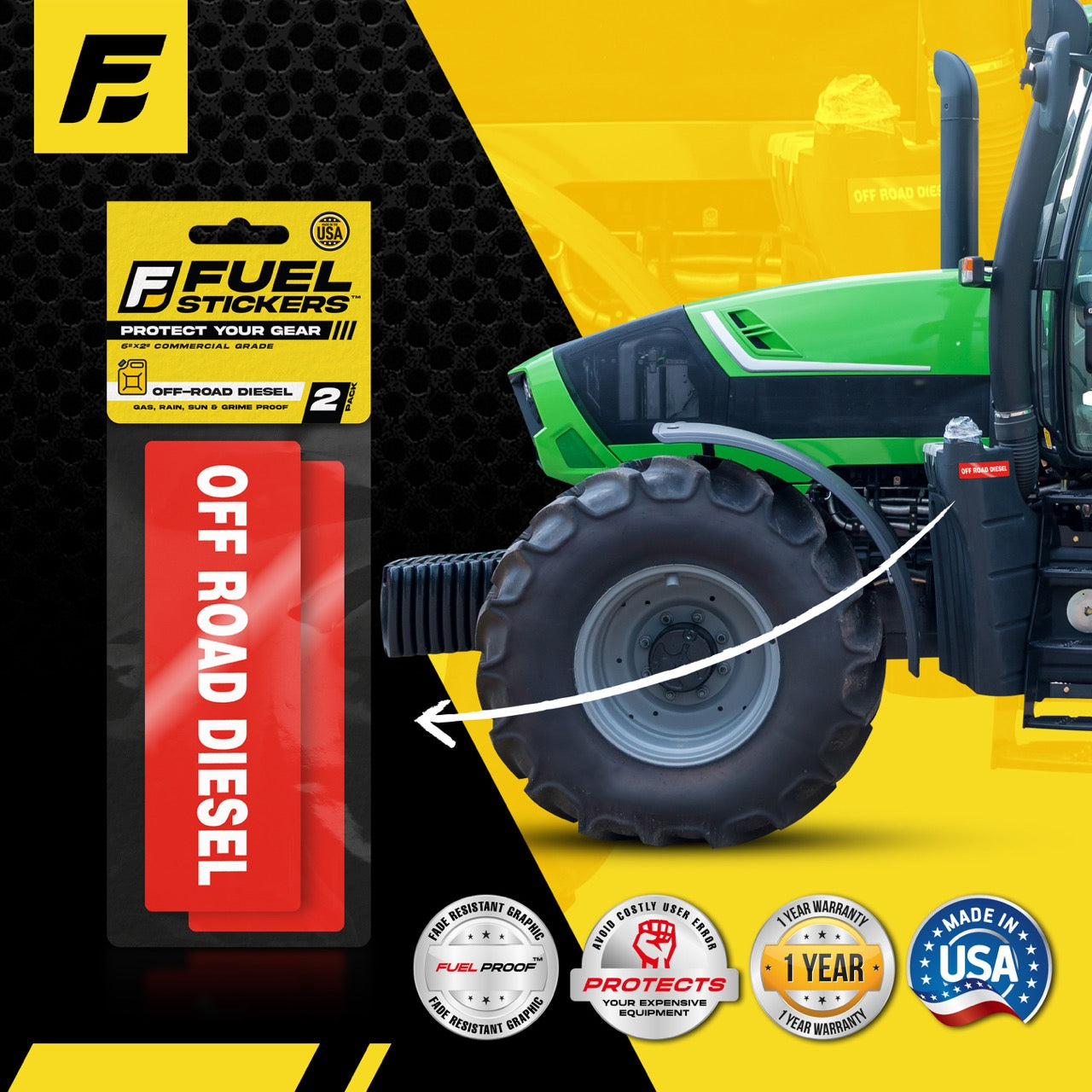 Off Road Diesel Sticker | 2"x6" | 2PK | Made In USA