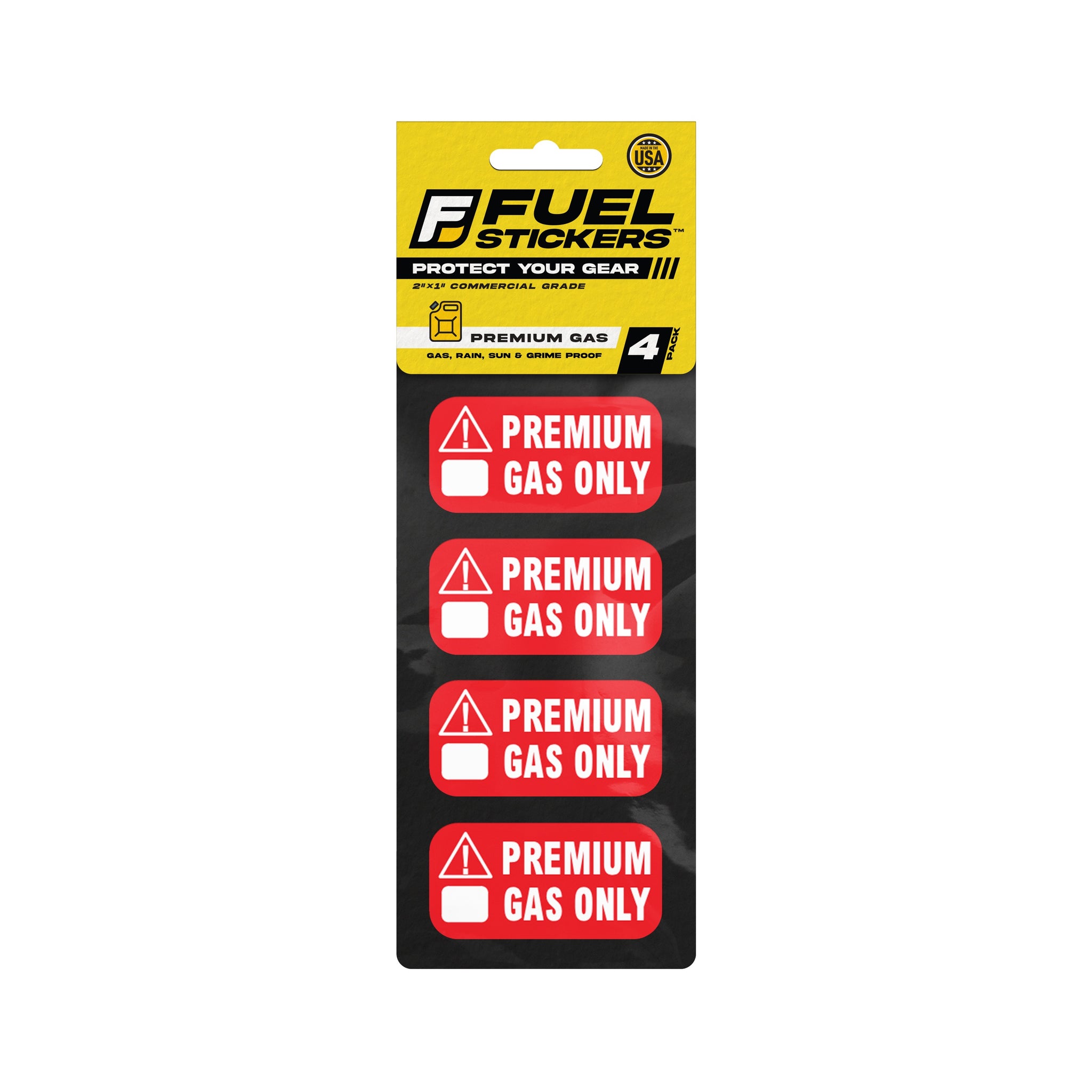Premium Gas Only Sticker | 2"x1" | 4 Labels - Made in USA