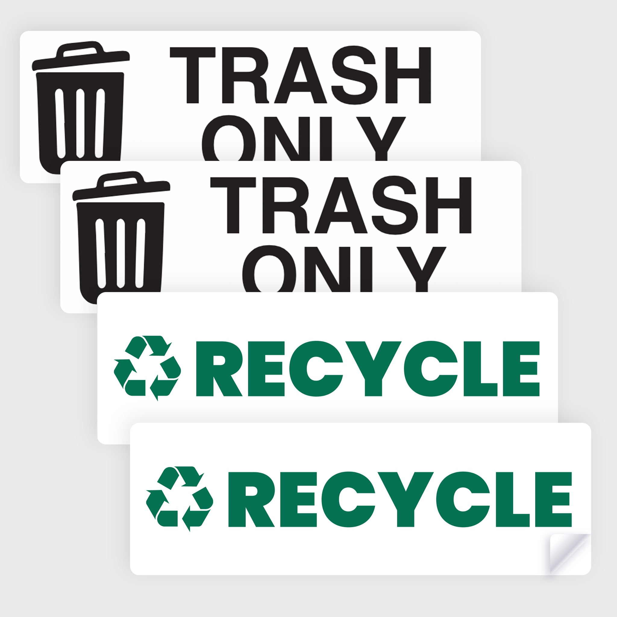 Trash Recycle Sticker Set – Heavy-Duty Trash Bin Labels | 6" x 2" | Made In USA