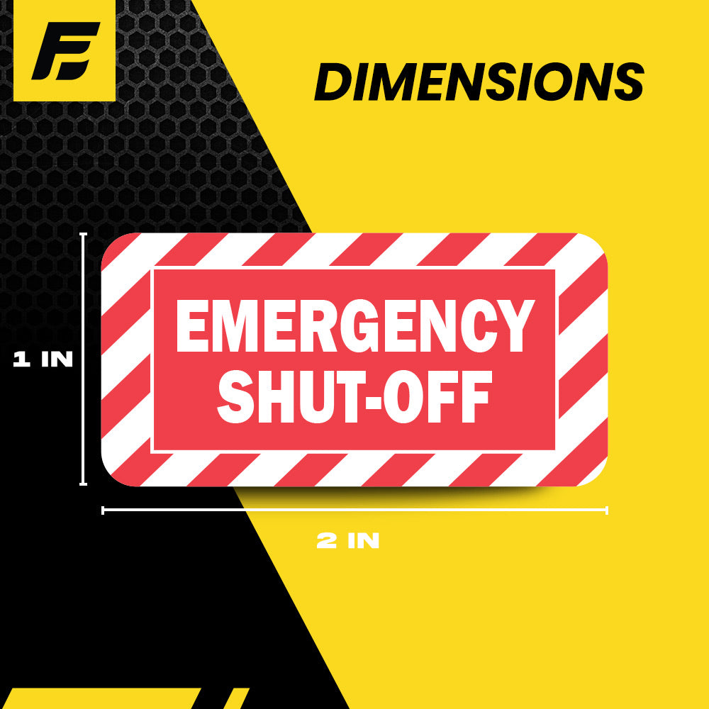 Emergency Shut Off Label | Size: 2x1 inch | 4 Pack