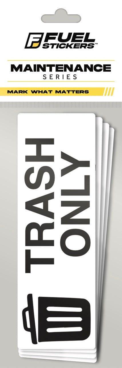 Trash Only Signs | 6x2 Bin Stickers 4 Pack – FuelStickers.com