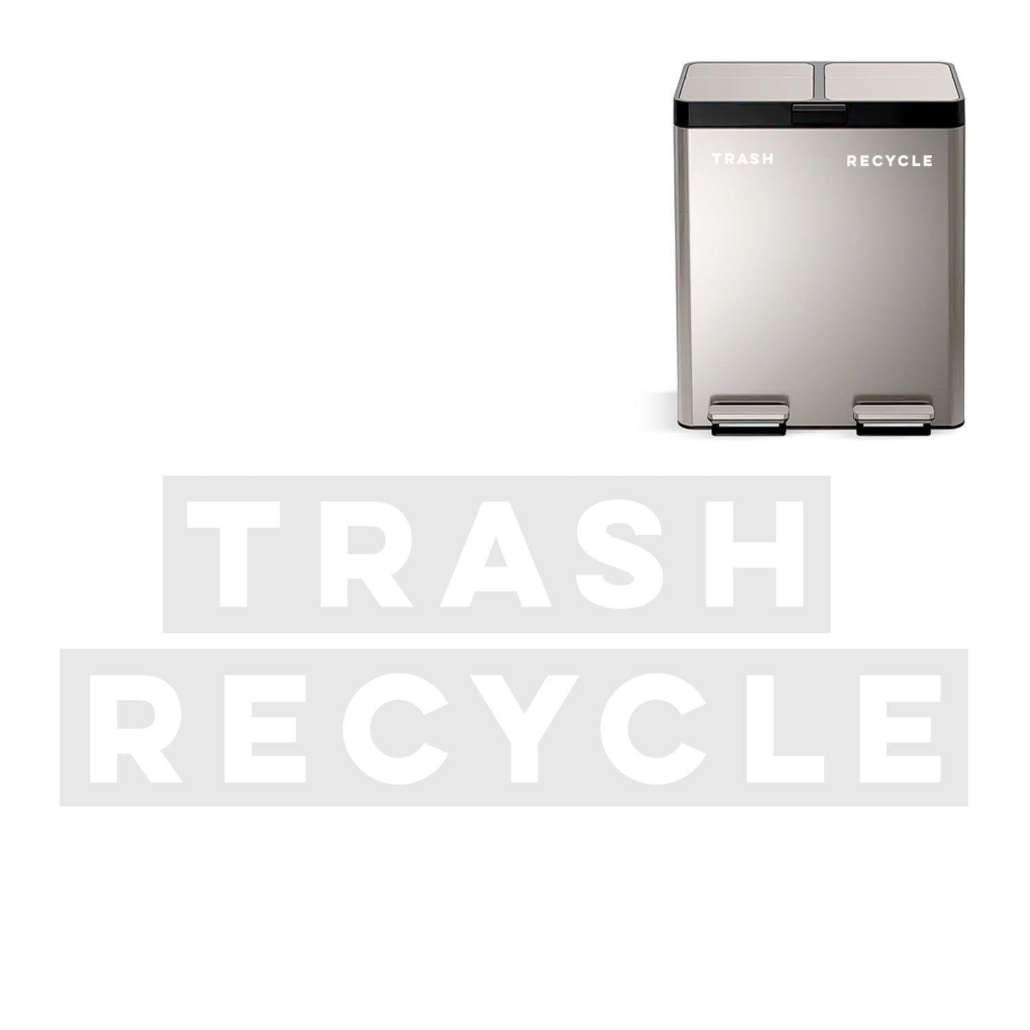 Modern Recycle and Trash Stickers | Minimalist | Incl. 2 Sizes | Black