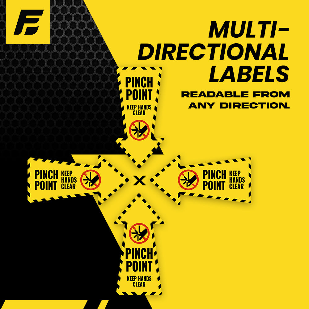 Pinch Point Sticker - Multi-Directional Arrow (Small, 4-Pack)