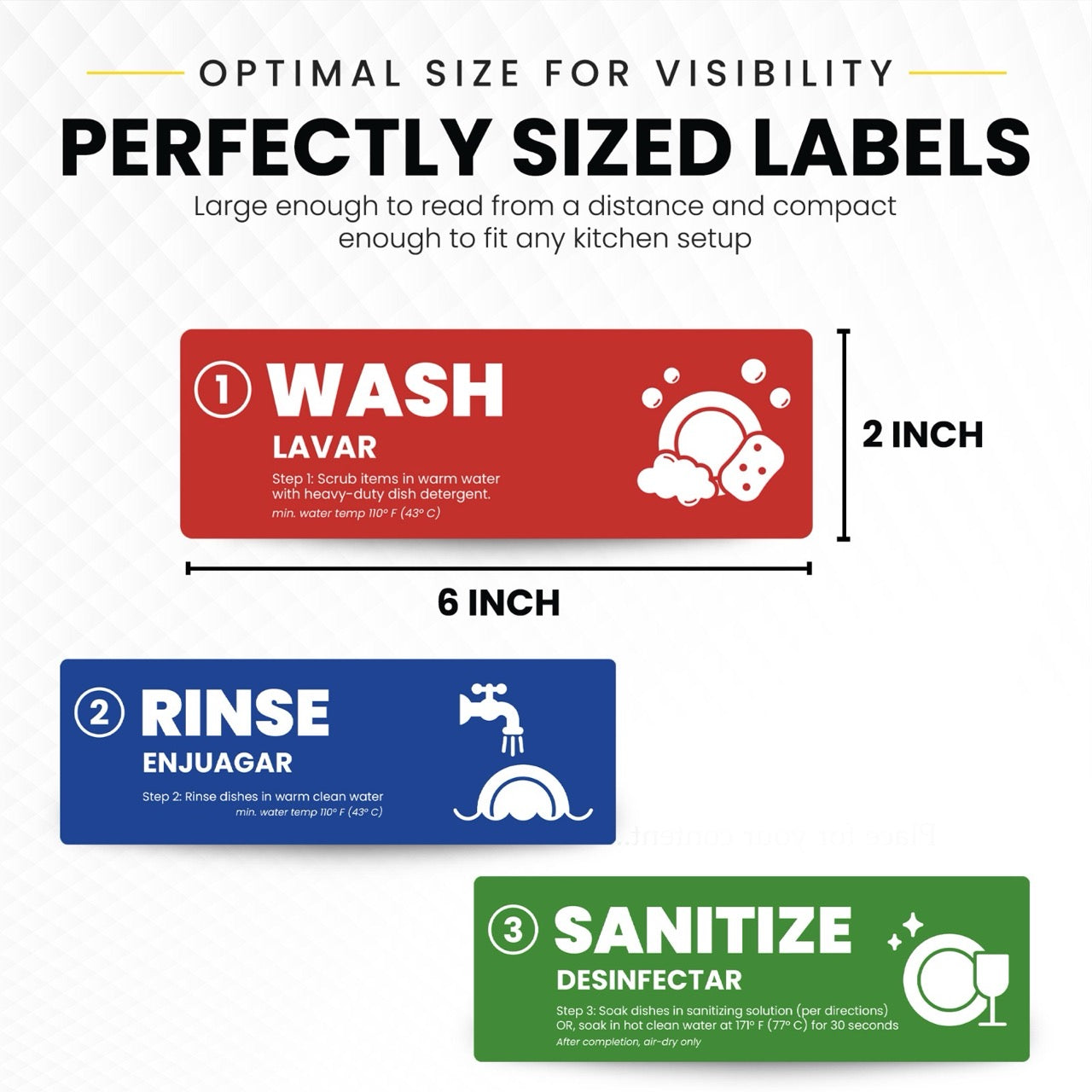 Bar Rinse Label Wash Rinse Sanitize Stickers - 3-Bay Sink Labels – FuelStickers.com