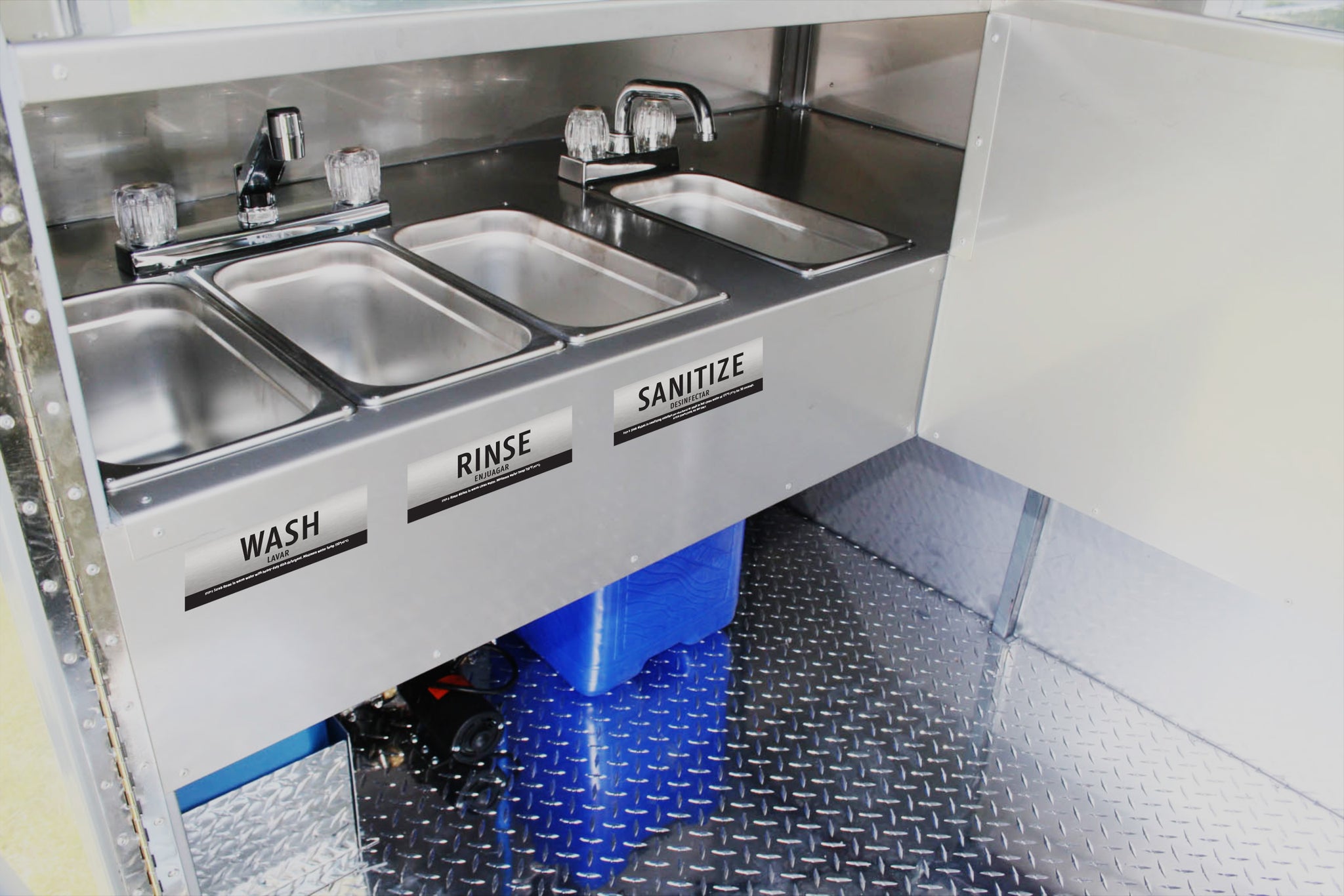 [Training-Enhanced] Wash Rinse Sanitize Sink Labels - Brushed