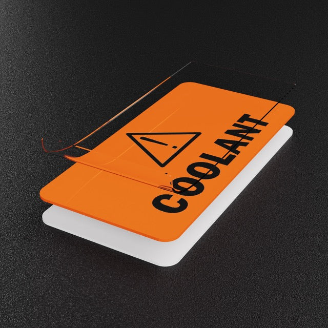 Coolant Sticker  - Antifreeze Label | Size: 2x1 inch | 4 Pack