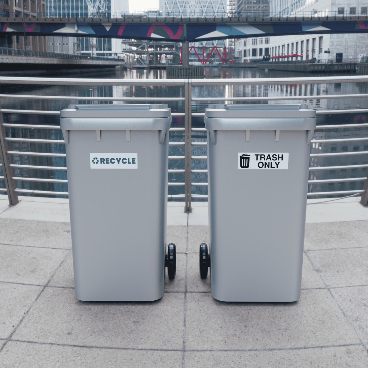 Trash Recycle Sticker Set – Heavy-Duty Trash Bin Labels | 6" x 2" | Made In USA