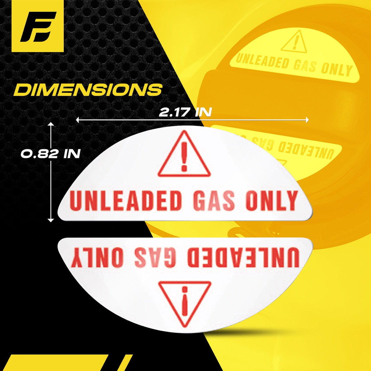 Unleaded Only Sticker for Gas Cap | 1 Pair | USA Made