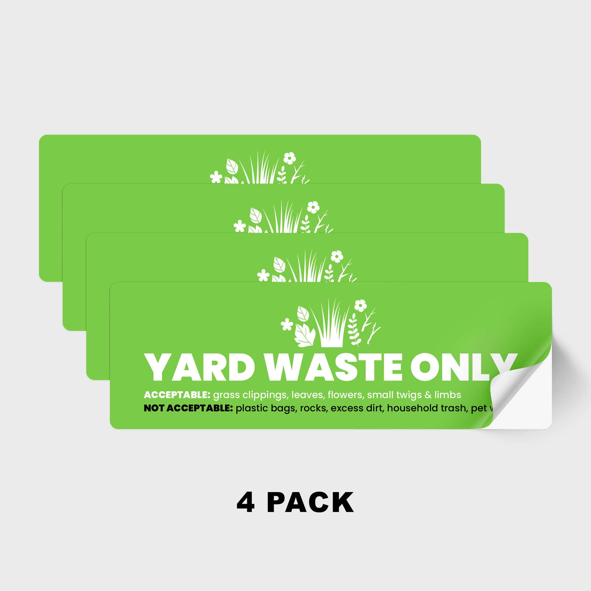 Yard Waste Stickers - Trash Bin Labels with Helpful Do & Don't Reminders | 4 Pack